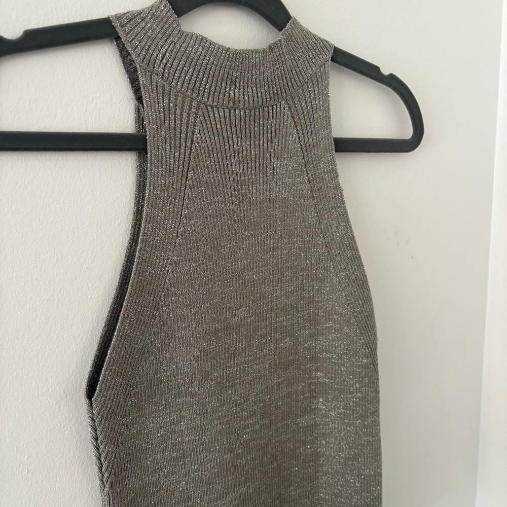 Mango Lurex Halter Neck Fine Knit Sleeveless Top In Silver Size M NWOT - Picture 10 of 15